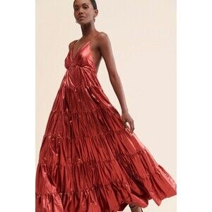 Hutch Metallic Tiered Maxi Dress S